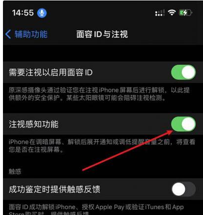 瑞金苹果14维修网点分享iPhone14注视感知功能有什么用 